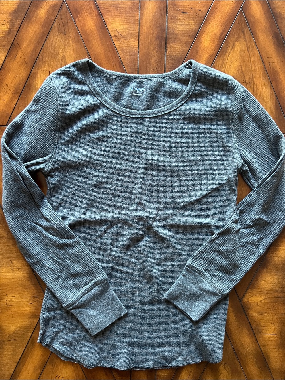 Old Navy Charcoal Waffle Thermal Scoop Neck Top